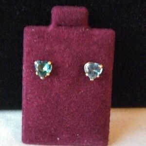 Heart-Shaped Blue Topaz 14 K Stud Earrings